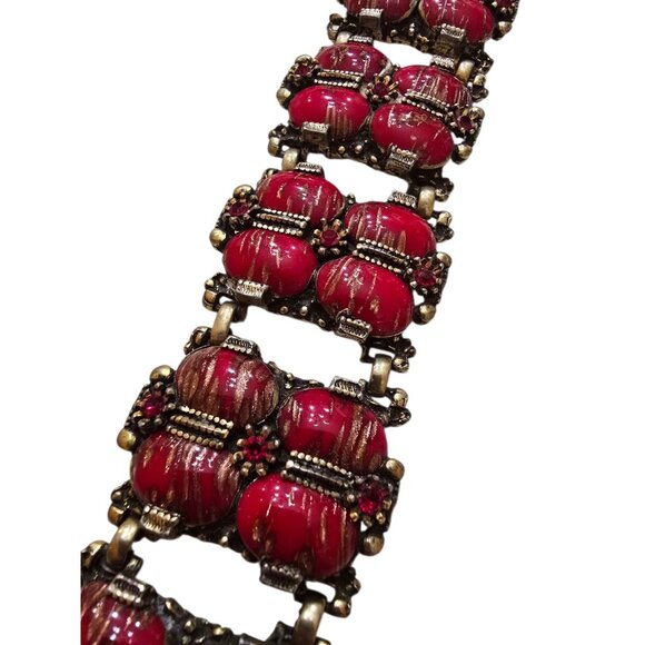 Vintage Heavy Glass Fluss Panel Bracelet (A9481) - Picture 3 of 7